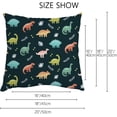 thumbnail image 2 of GZHJMY Decorative Throw Pillow Covers Set of 2, Soft Pillow Cases Colorful Dinosaurs Leaves, Square Cushion Cases Pillowcases for Sofa Bed Couch Car Home 20"x20" Home Decor, 2 of 4