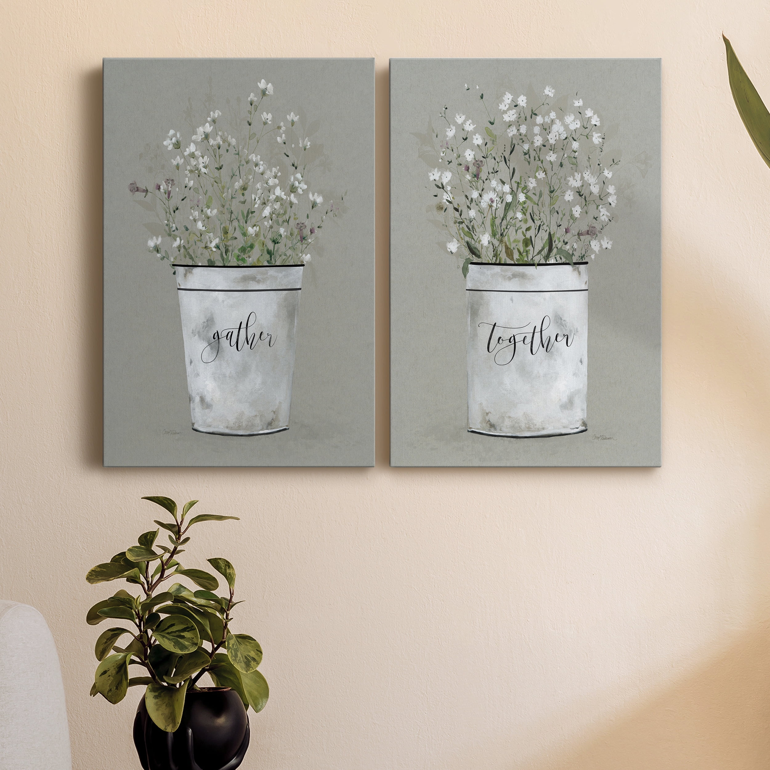 Bouquet of Grace Bucket Gather Premium Gallery Wrapped Canvas - Ready to Hang - Set of 2 - 40 x 60 Each