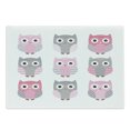 thumbnail image 1 of Pink and Grey Cutting Board, Owl Nocturnal Exotic Mystic Forest Night Animals Illustration, Decorative Tempered Glass Cutting and Serving Board, Large Size, Blush Grey, by Ambesonne, 1 of 1