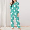 thumbnail image 2 of Balery Teal Turquoise And White Polka Dot Conjunto de Pijama con Estampado para Mujer, Conjunto de Dos Piezas con Manga Larga, Ropa de Dormir Suave con Bolsillos, Pijamas Cómodos-Small, 2 of 7