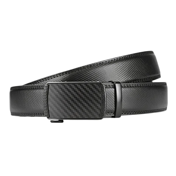 Men's Adjustable Ratchet Belt With Carbon Fiber Buckle Black