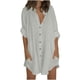 thumbnail image 2 of Blusa de manga larga,Blusa holgada con cuello en V para mujer, túnica informal de manga larga con bolsillo, mezcla de algodón y lino, para oficina y uso diario, sopatenor, 2 of 6