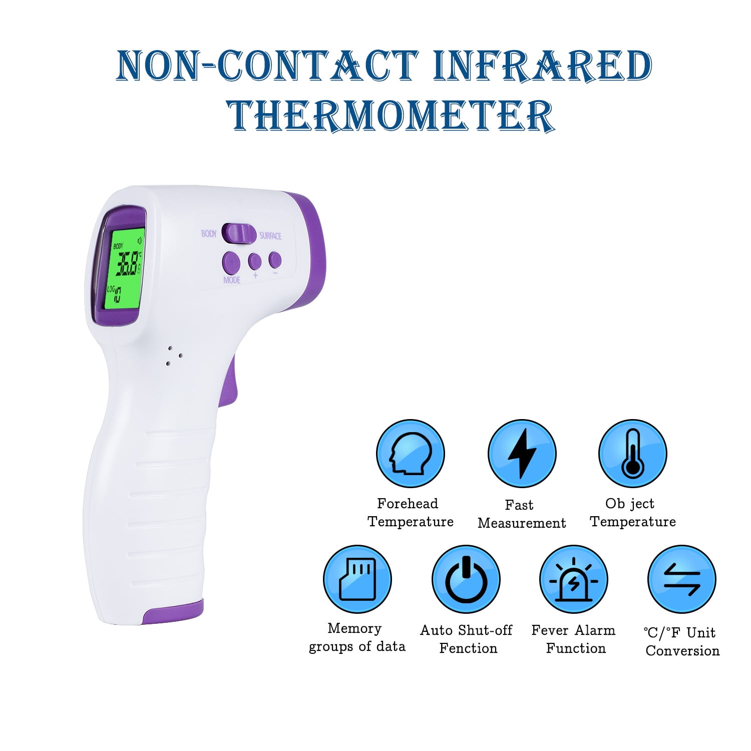 Infrared Therm0meter for Humans Adults Forehead Temporal Touchless Portable Body Head Basal Digital Laser with LCD Display Instant Read for Kids Baby Surface of Objects Adult 