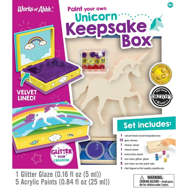Works of Ahhh Craft Set Unicorn Keepsake Box Classic Wood Paint Kit