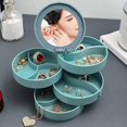 thumbnail image 2 of Cosmetic Storage Box Desktop Jewelry Storage Box Multilayer Rotatable Jewelry Rack Engs Ring Box Cosmetic Container with Mirror Makeup Organizer Box, 2 of 5