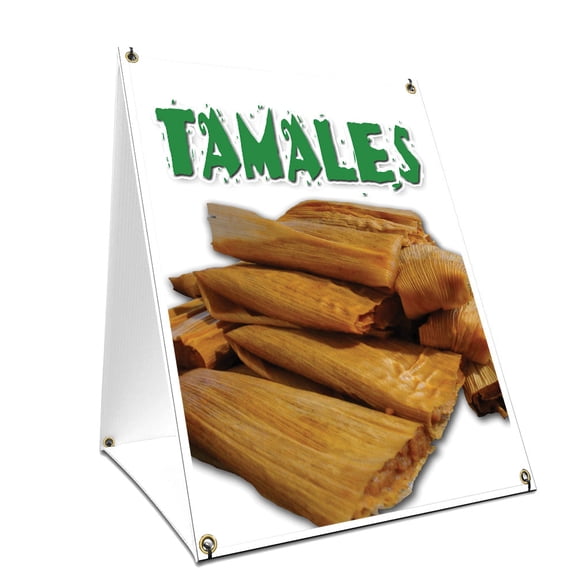 A-frame Sidewalk Tamales Sign With Graphics On Each Side | 24" X 36" Print Size