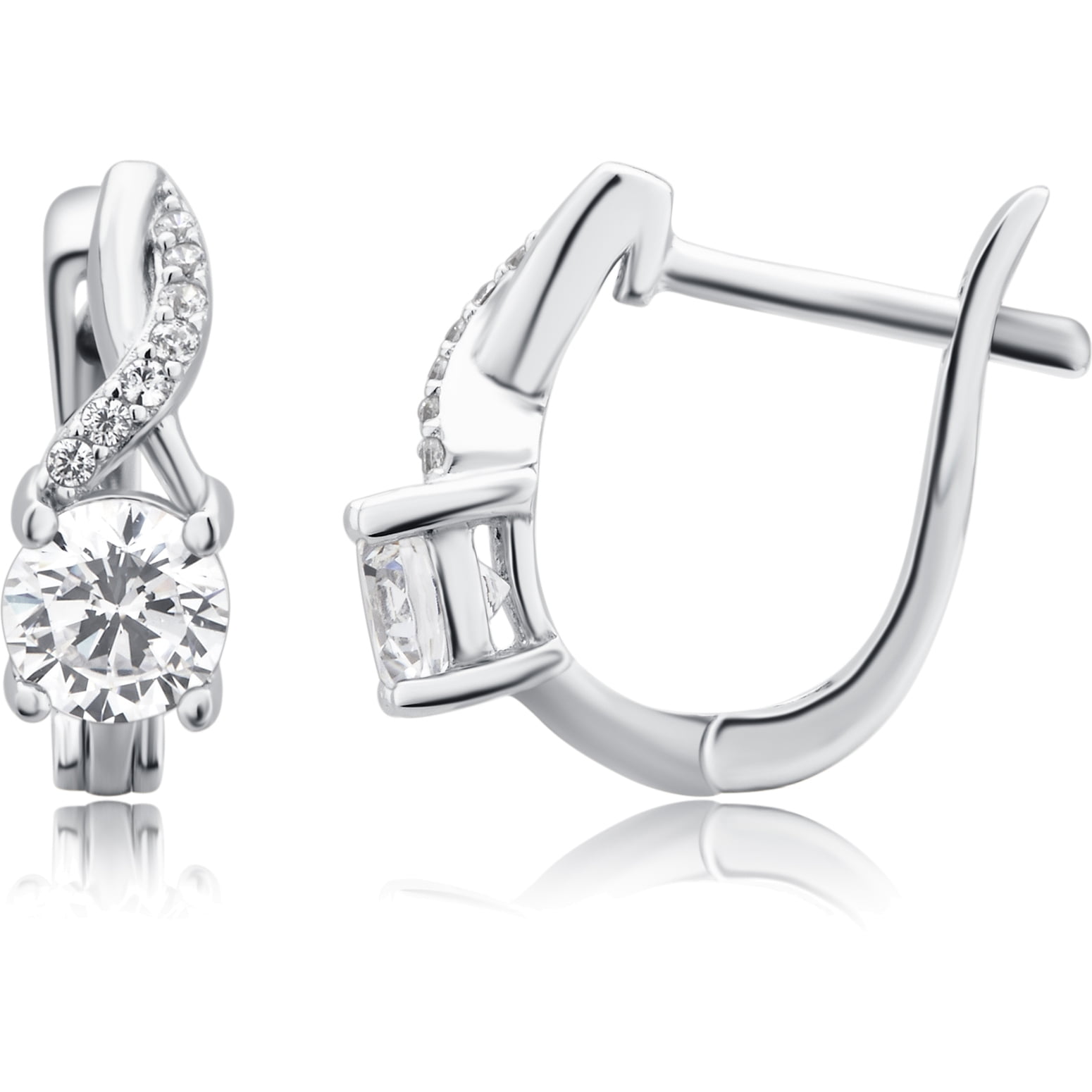 Cubic Zirconia Twist Style Sterling Silver Fashion Earring