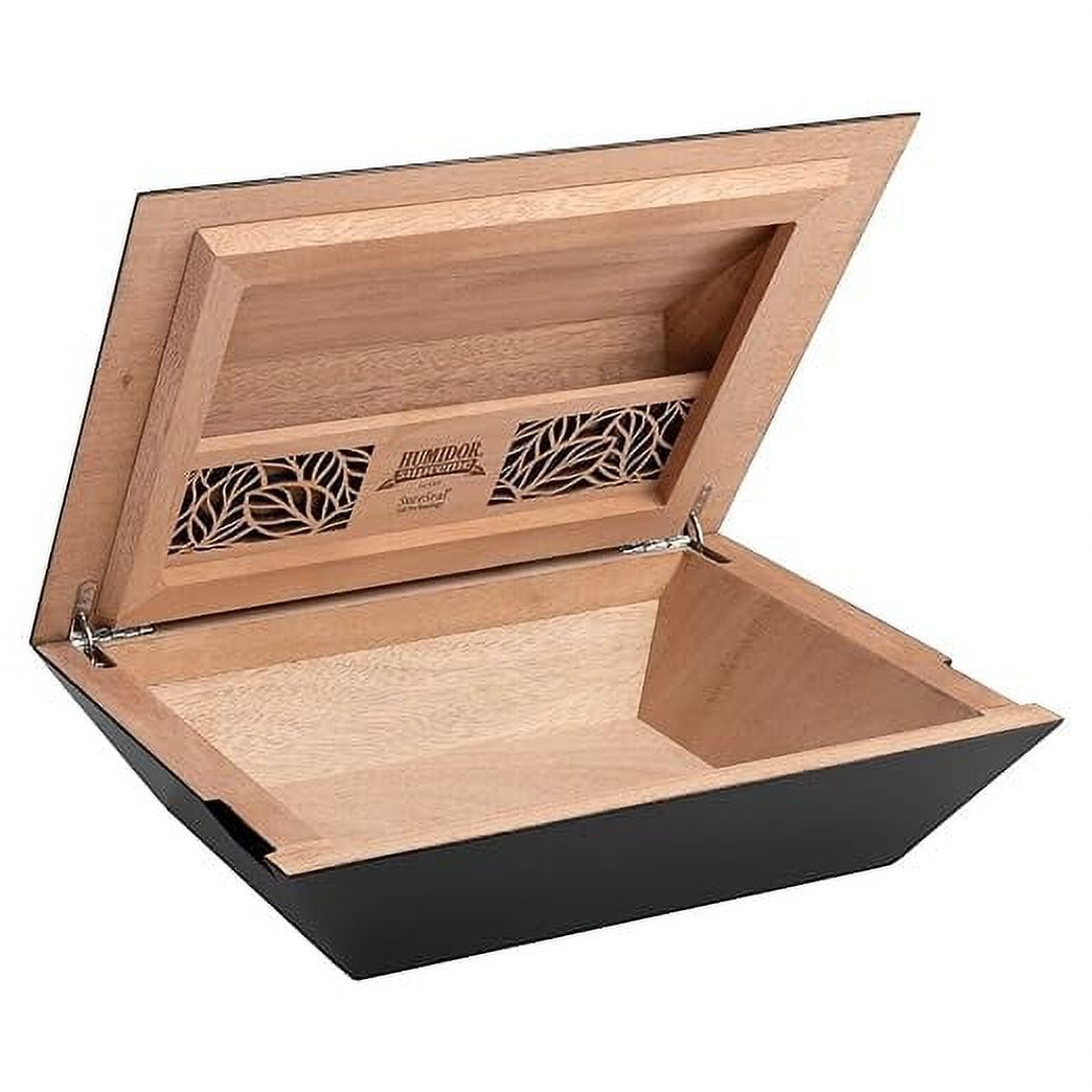 Humidor Supreme Aria Desktop Cigar Storage Modern, Holds 40-80 Cigars, Black