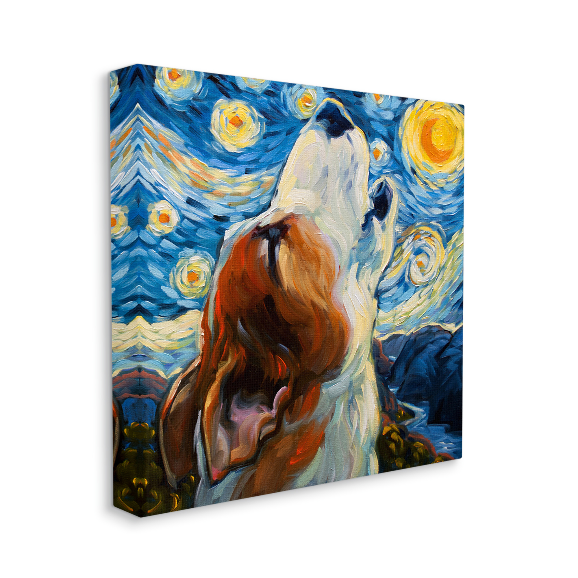 Stupell Industries Howling Dog Classic Painting Animals & Insects Painting Gallery Wrapped Canvas Print Wall Art, 36 x 36