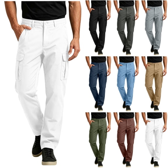 LIBRCLO Cargo Pants for Men, Straigh Leg School Uniform Pants, Golf Casual Business Trousers with Pockets