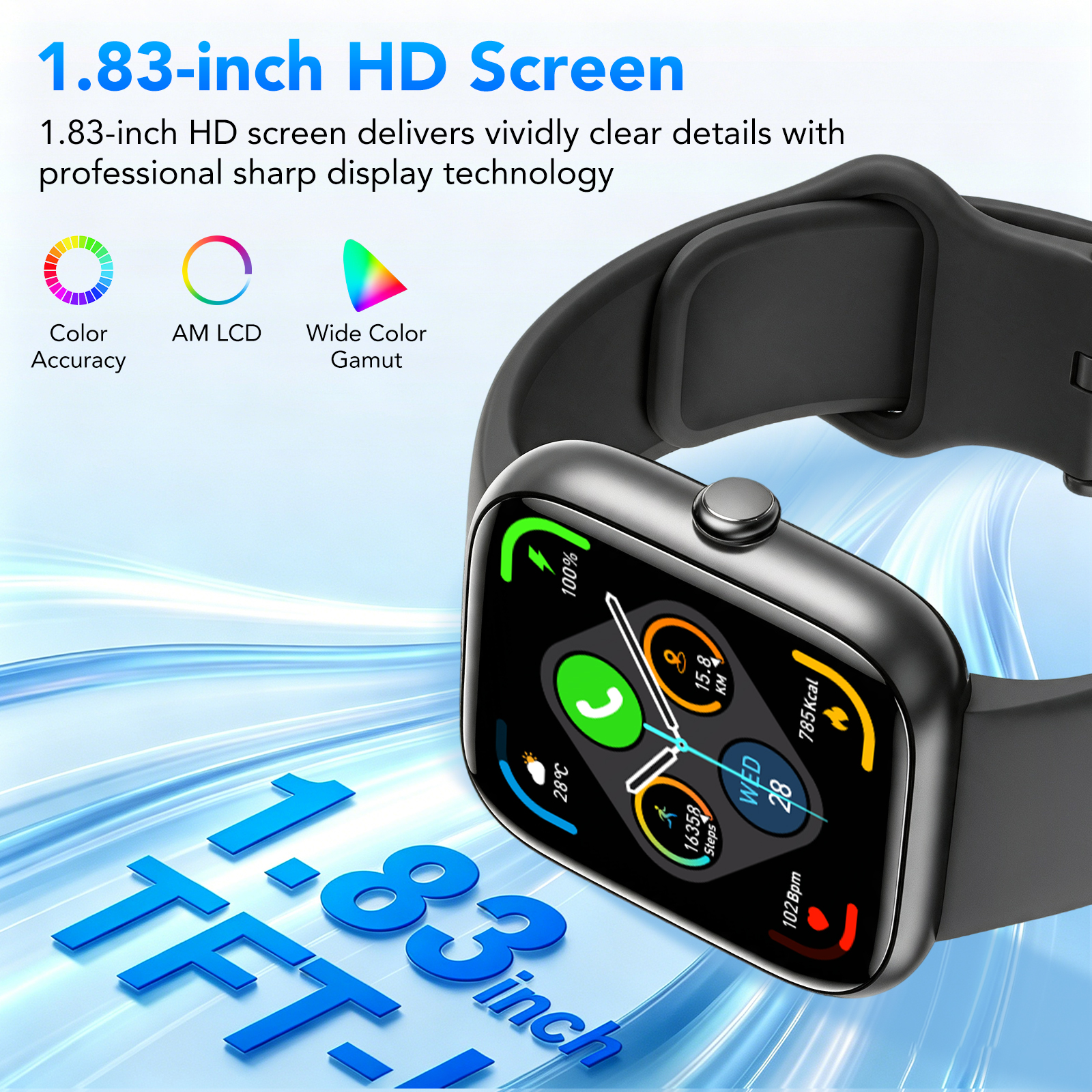 Tikland Smart Watch for Men Women, 1.85 Inch Display photo 3