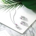 thumbnail image 4 of Gem Stone King 4.88 Ct Oval White Simulated Opal Pink Sapphire 925 Silver Pendant and Earrings Jewelry Set, 4 of 4
