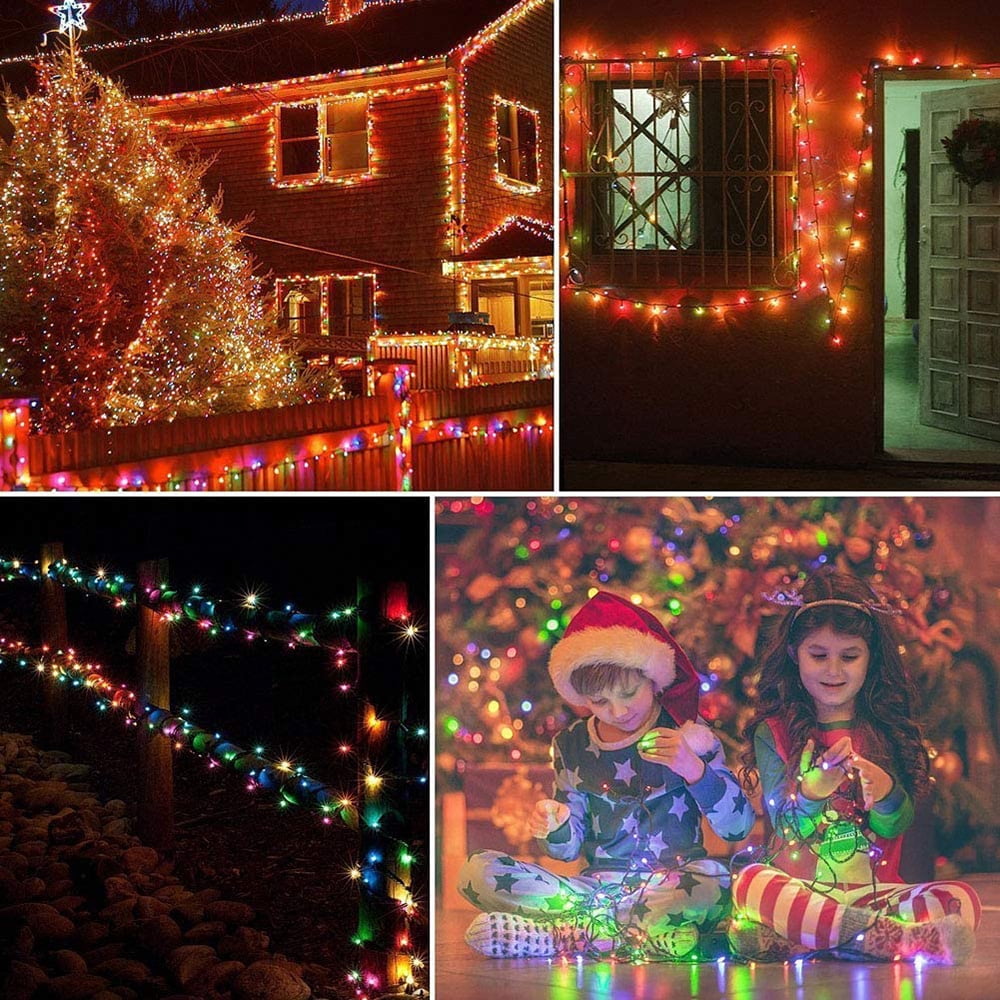DONGPAI 32Ft 100LEDs Christmas String Light, 8 Lighting Modes Outdoor Waterproof Christmas Lights for Indoor Outdoor Wedding Party Home Garden Decoration, Multicolor