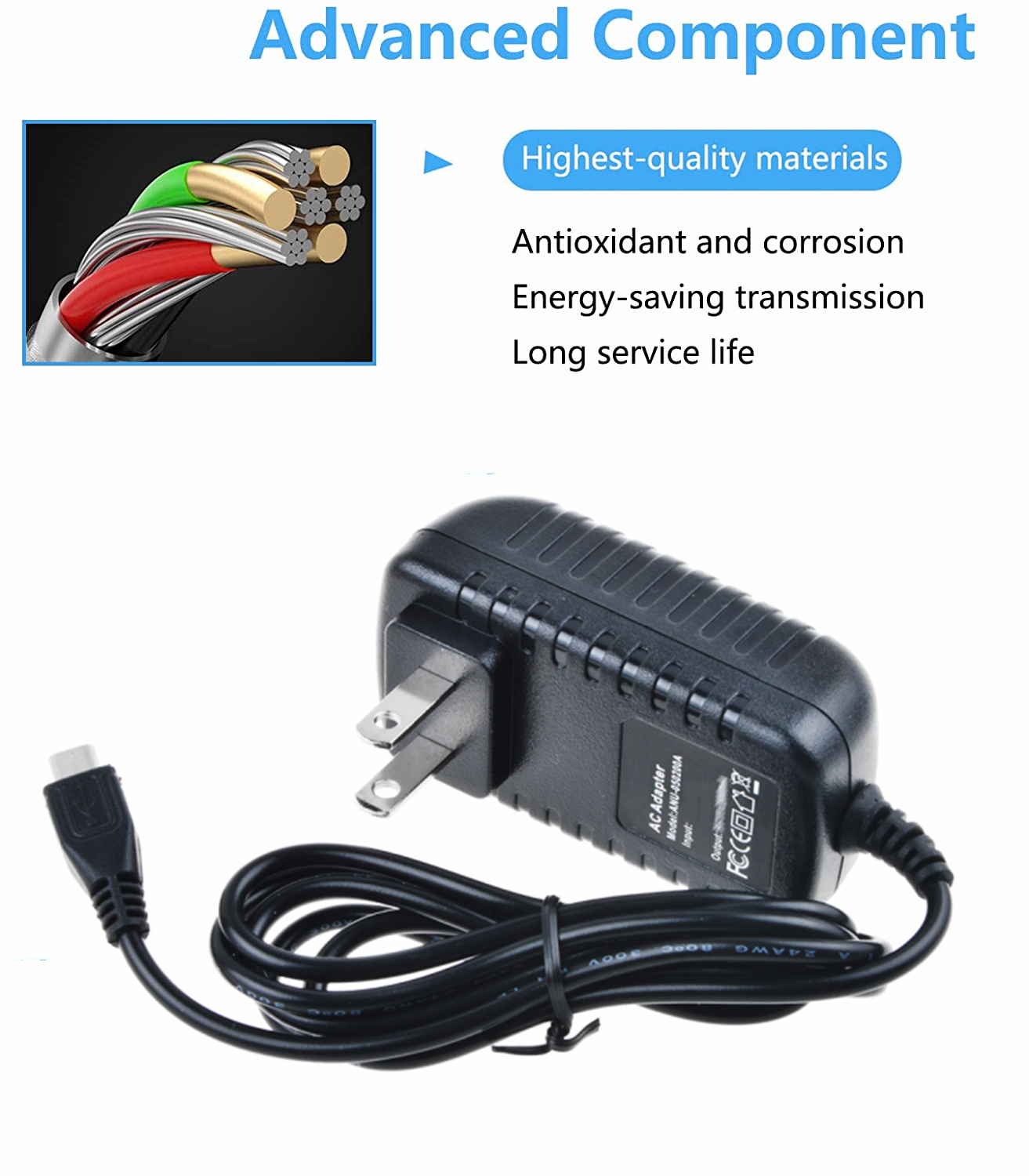 KONKIN BOO Compatible N 5V 2A Micro USB AC/DC Adapter Replacement for Craig CMP 770 CMP 765 CMP770 CMP765 Android Tablet PC iCraig 5VDC 2000mA Power Supply Cord Cable PS Battery Charger Mains PSU - image 2 of 5