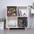 thumbnail image 2 of Collapsible Oxford Fabric Storage Cubes with Handles, Large Mid Foldable Oxford Cloth Bins Set of 2/6, Closet Organizers - Colorful Ditsy Floral Print Christmas Tree-2, 2 of 6