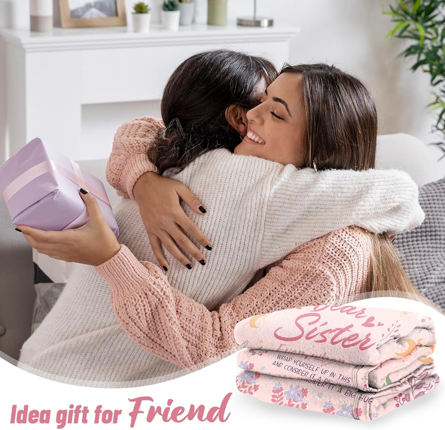 Sister Gifts Blanket, Sisters Gifts from Sister on Mother's Day, Blanket Present for Sisters on Valentine's Day, Happy Birthday Sister, to My Sister Gift Throw Blanket
