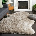 thumbnail image 2 of SAFAVIEH Arctic Giselle Solid Polyester Shag Area Rug, Light Beige, 5' x 7' Scalloped, 2 of 8