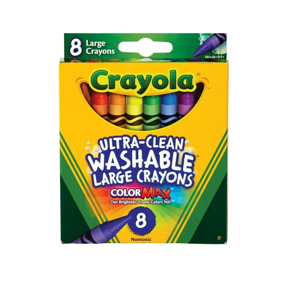 Crayola Washable Large Size Crayons, 8 Ct, Kindergarten School Supplies, Preschool Supplies, Ages 3