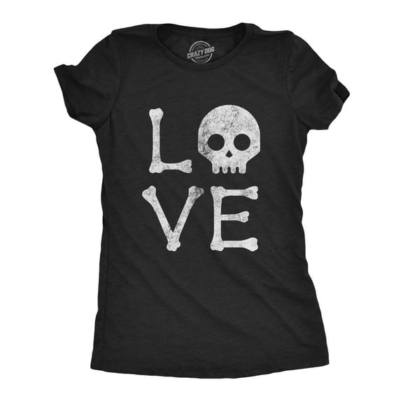 Womens Love Skull T Shirt Funny Skeleton Bones Halloween Party Graphic Tee Womens Graphic Tees