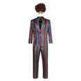 thumbnail image 4 of Disfraz de discoteca retro de los años 70 y 80 para hombre adulto, disfraz de hippie de los años 90, camisa, abrigo, pantalones acampanados, peluca, collar, traje de carnaval de Halloween, 4 of 5