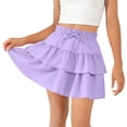 thumbnail image 2 of SROBPTY Little Girls Skirts Solid High Waist Layered Midi for 4-15 Years, 2 of 5