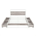 thumbnail image 3 of Paproos Queen Bed Frame with 4 Storage Drawers, New Upgraded Metal Platform Bed with Sockets and USB Ports, Queen Size Bed with Headboard and Footboard, No Box Spring Needed, 770lbs Capacity, White, 3 of 11
