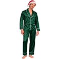 thumbnail image 2 of Goodw7 Family Christmas Pajamas Matching Set with Dog, Satin Button Down Holiday Sleepwear with Matching Family Design for Christmas Morning Photos, Mens, 2 of 6