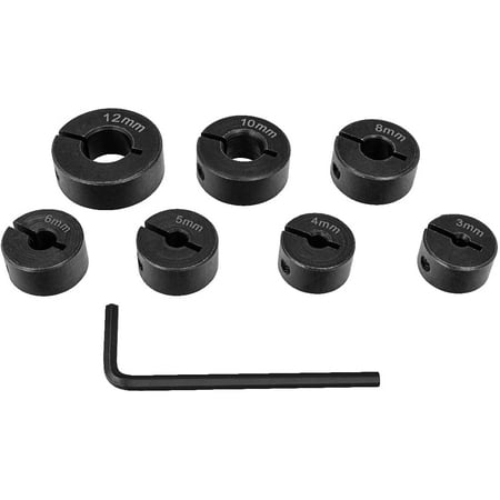 UPC: 0843441105206 | POWERTEC 71492 Drill Bit Stop Collar w/Split Ring Design and Size Markings – 3mm  4mm  5mm  6mm  8mm  10mm  12mm – 7 Piece Set