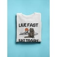 thumbnail image 3 of Smartprints Mens Graphic Sweatshirt White - Live Fast Eat Trash Cotton Blend Regular Fit, 3 of 4