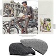 thumbnail image 4 of SZTXJ Men's flat cap beret cap, soot cotton peaked cap flat cap, beret newsboy cap, duckbill driving cabbie hunting caps, 4 of 4