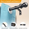 thumbnail image 3 of Bay Window Curtain Rods, U Shape Heavy Duty Curved Curtain Rods for Bay Windows with Brackets, 59-184" Adjustable for Bedroom, Living Room, Dinging Room, Matte Balck, 3 of 8