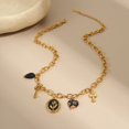 thumbnail image 5 of NICKSUN 18K Gold Plated Stainless Steel Vintage Tulip Pendant Necklace, Multi Charms Cross Key Heart Bead Thick Link Chain Clavicle Jewelry for Women, 5 of 7