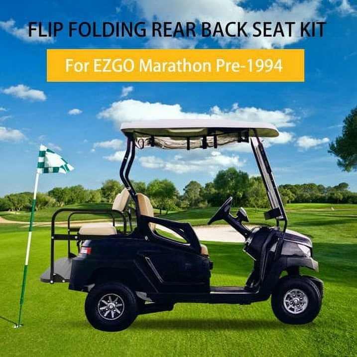 Kojem Golf Cart Flip Folding Rear Back Seat Kit for EZGO Marathon Pre-1994 Tan