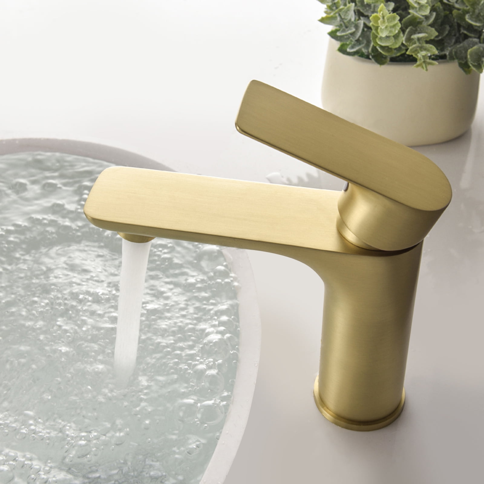 Cobbe Single Handle Vanity Sink Faucets Single-Hole Installation Bathroom Faucet Brushed Gold