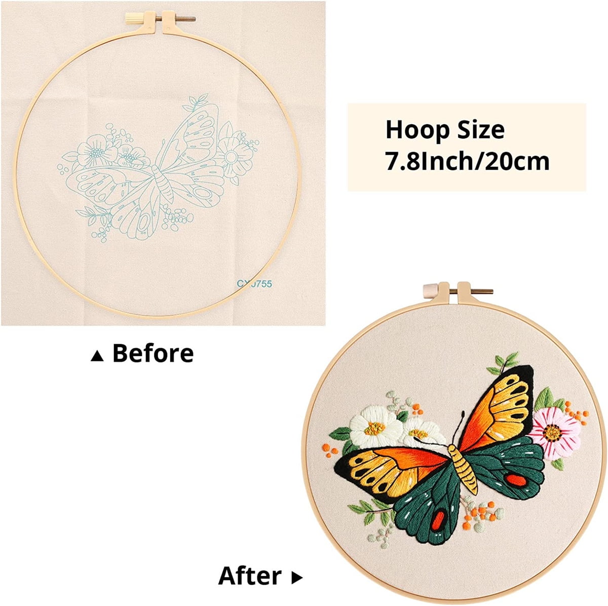 Casewin Beginners Embroidery Stitch Practice kit, 4 Sets Embroidery Kit to Learn Different Stitches for Craft Lover Hand Stitch with Embroidery Fabric with Embroidery Skill Techniques