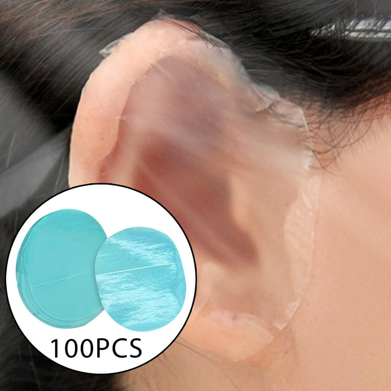 100pcs Waterproof Ear Covers Ear Shower Caps Skin Friendly Disposable Clear Films Protectors Ear Stickers for Swimming Shower, Size: 8.7cmx7.3cm