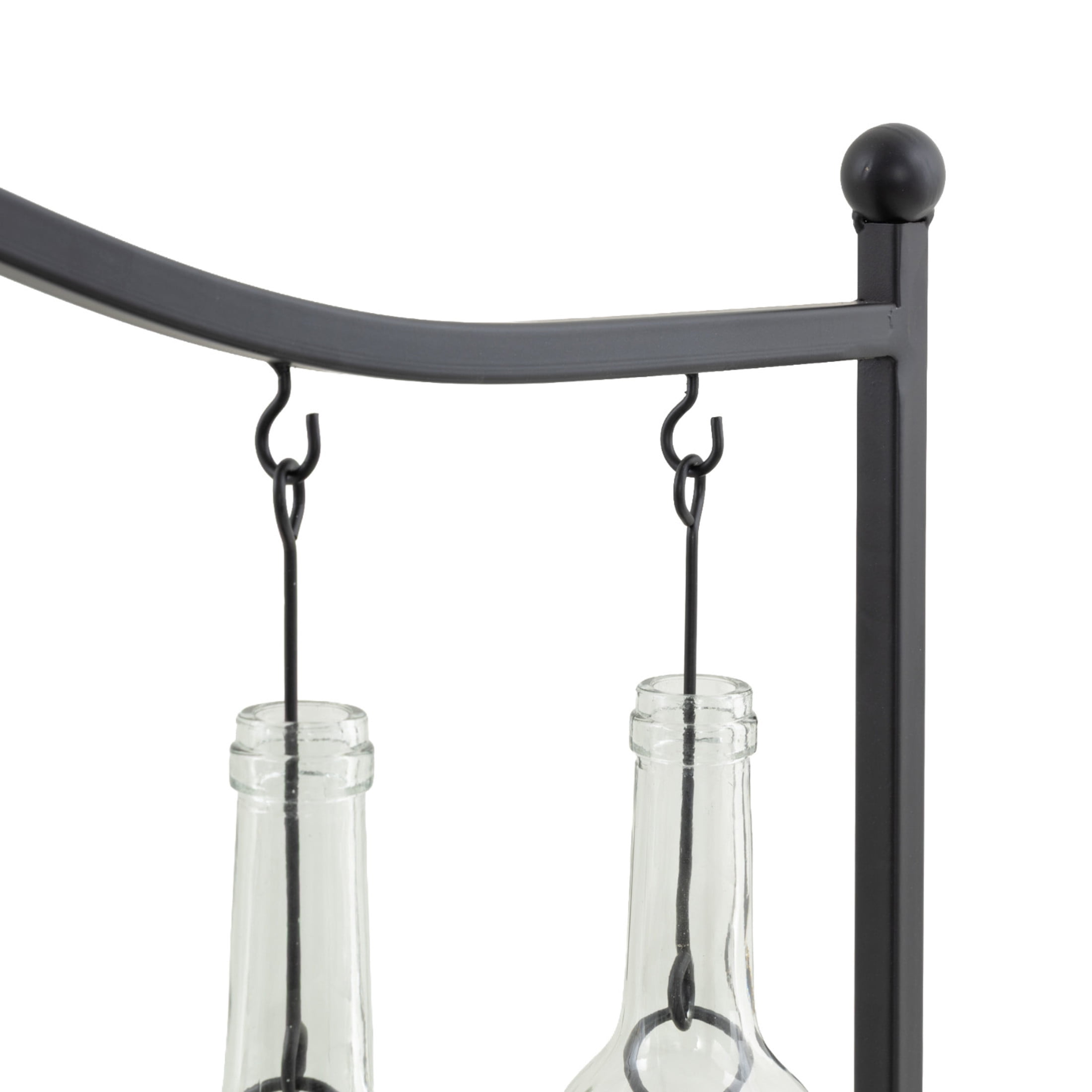 DecMode 7 Holder Black Metal Hanging Bottle Decorative Candle Lantern