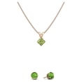 thumbnail image 2 of Paris Jewelry 18K Rose Gold 3Ct Peridot Square 18 inch Necklace and Round Earrings Set Plated Women, 2 of 5