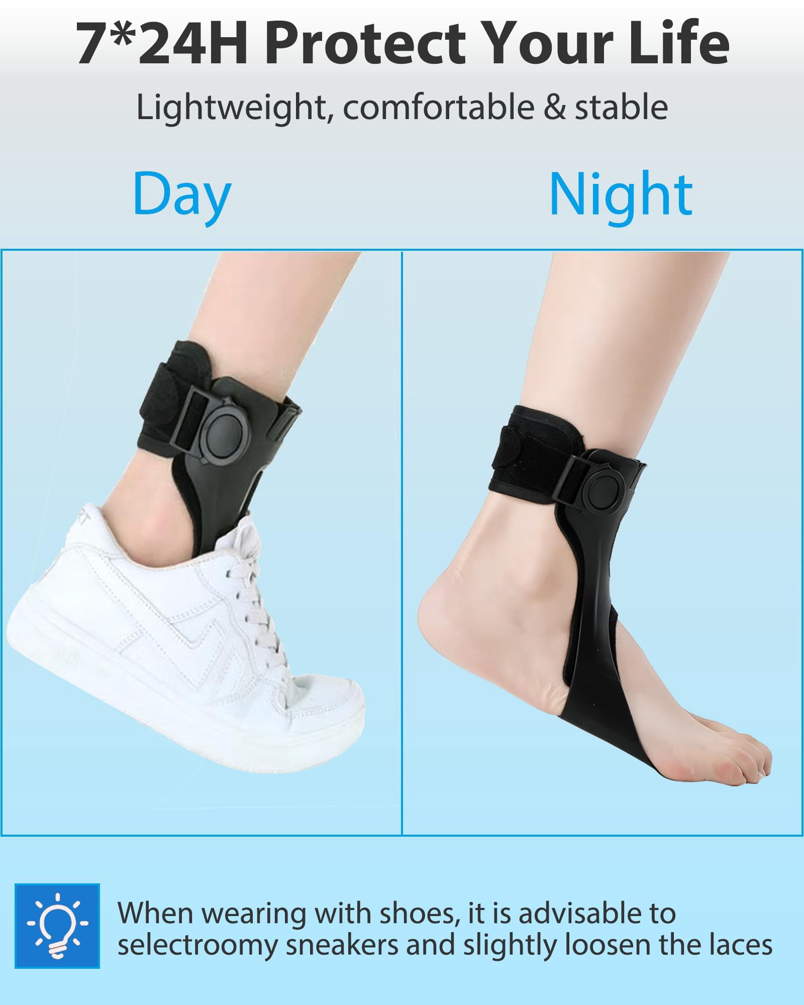 Lohol Professional AFO Drop Foot Brace, Lightweight Ankle Foot Orthosis for Walking Support, Men & Women, L - Right