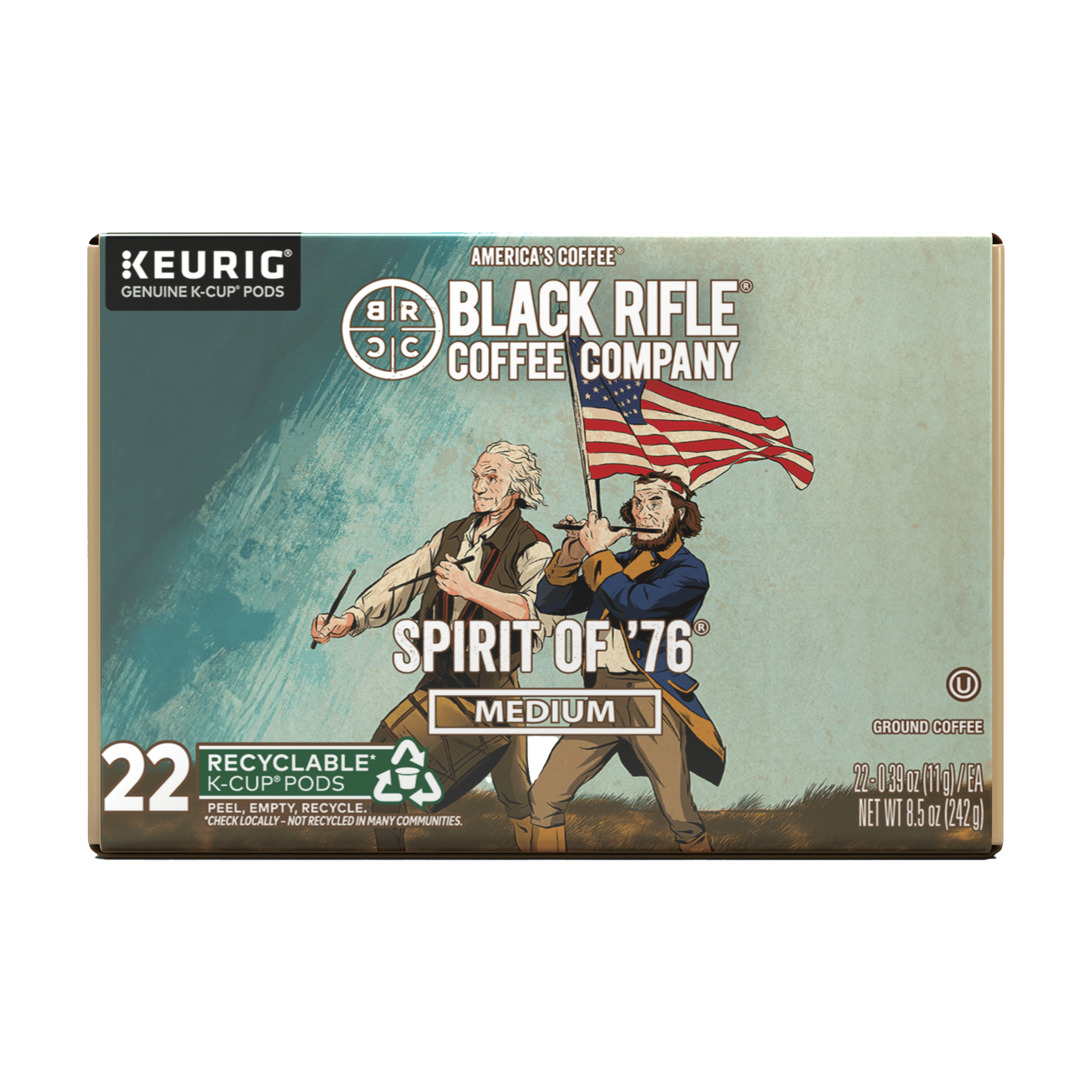 (4 pack) Black Rifle Coffee Company Spirit of '76 Keurig K-Cup Pods, Medium Roast, 22 Ct