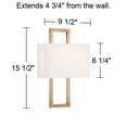 thumbnail image 6 of Possini Euro Design Modena Modern Wall Light Sconces Set of 2 French Brass Hardwire 9 1/2" Fixture Off White Faux Silk Shade for Bedroom Bathroom Home, 6 of 9