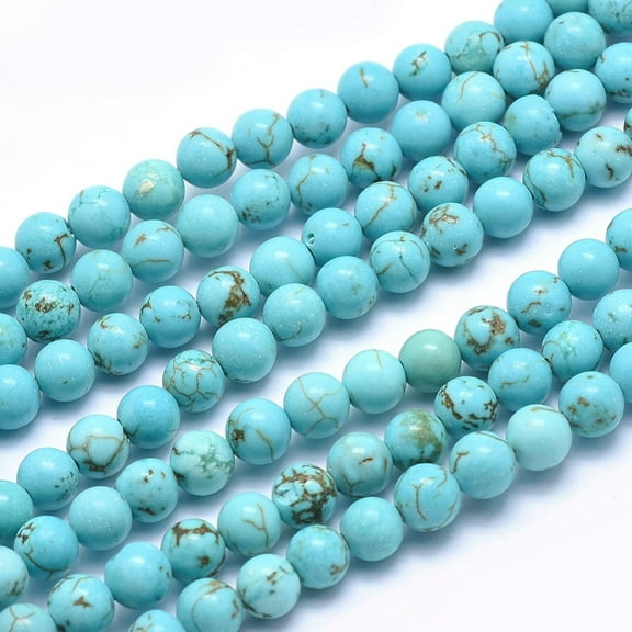 Natural Howlite Beads Strands Dyed & Heated Round Medium Turquoise 6mm Hole: 1mm about 64pcs/strand 15.7 inch(40cm)
