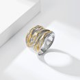 Wide Looking Rings PAMTIER Women's Stainless Steel Wide Braided Line Interwoven Rings ...
