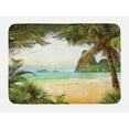 thumbnail image 1 of Ocean Bath Mat, Palm Coconut Trees and Ocean Waves Mountains on Paradise Island Beach Image, Non-Slip Plush Mat Bathroom Kitchen Laundry Room Decor, 29.5 X 17.5 Inches, Green Brown Cream, Ambesonne, 1 of 2