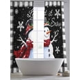 thumbnail image 4 of Black Plaid Christmas Sheer Curtains 108 Inch Length 2 Panels Set, Watercolor Snowman Snowflake Voile Window Treatment Semi Sheer Long Curtains Drapes for Bedroom/Living Room/Kitchen 52"x108"x2, 4 of 7