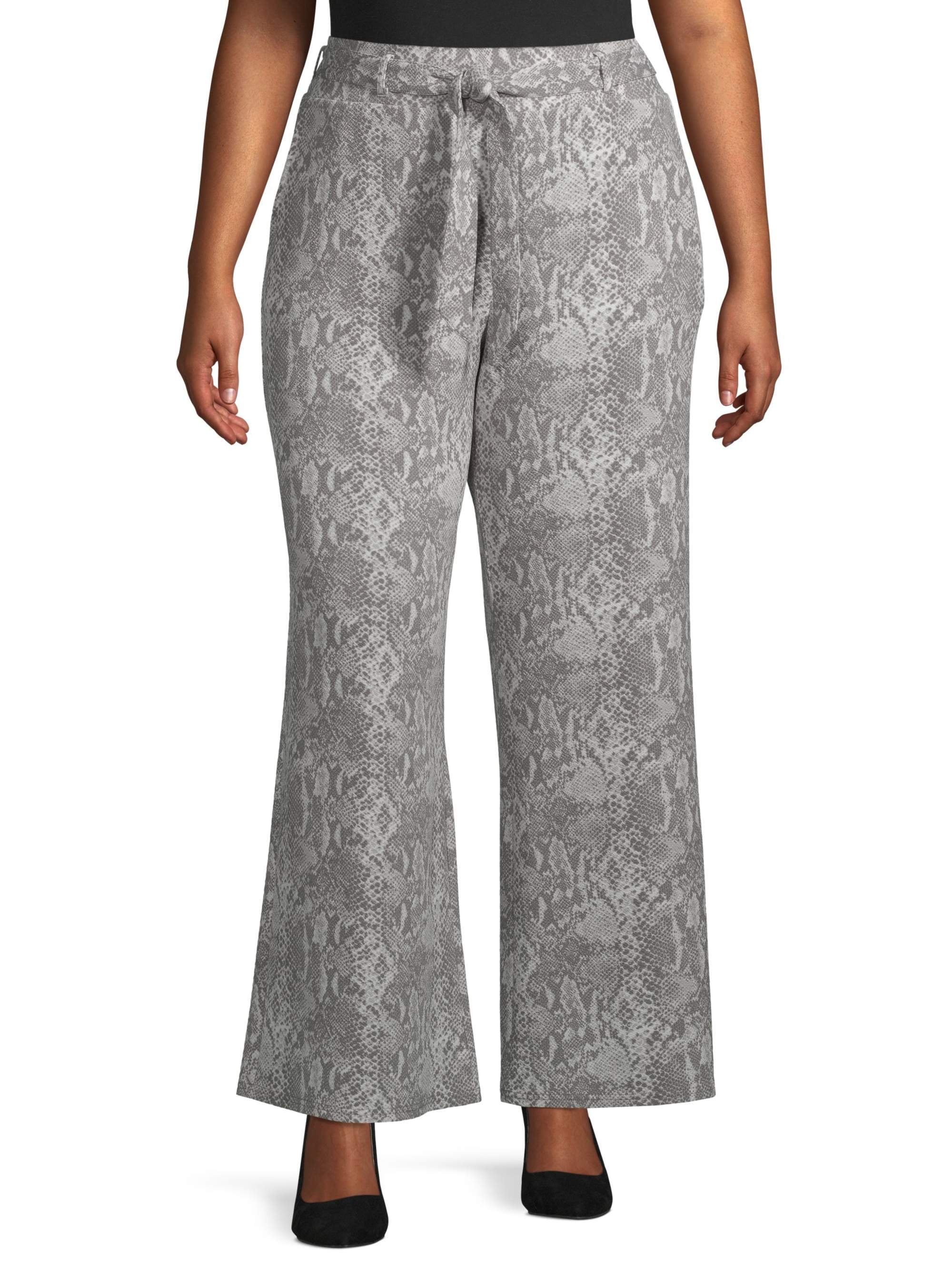 Alfani Womens Plus Striped Stretch Wide Leg Pants