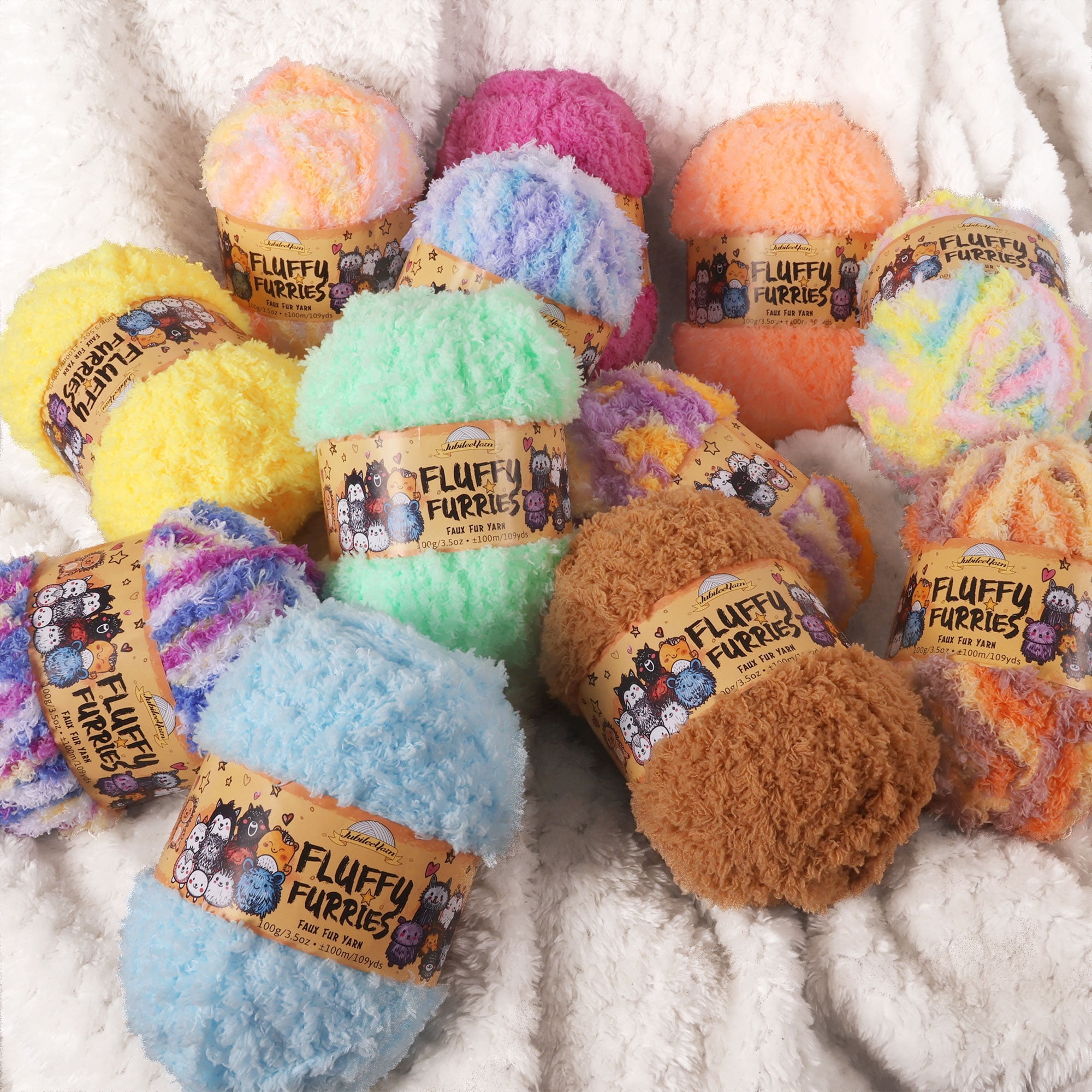 JubileeYarn Fluffy Furries Yarn - 100g/Skein Polyester - Aardwolf - 2 Skeins