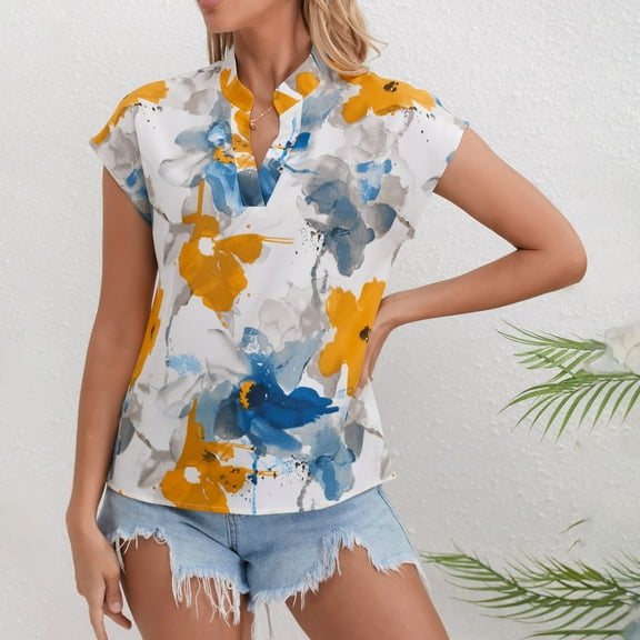 Short Sleeves Tops for Women Trendy Womens T Shirts Womens T Shirts Cotton Loose Fit Graphic V Neck Shirts