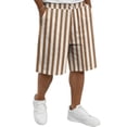 thumbnail image 2 of Men's Cotton Blend Sweat Shorts 2026 Summer Drawstring Elastic Waist Knee Length Casual Athletic Shorts with Pockets Lounge Workout Bermudas Brown 2XL, 2 of 6