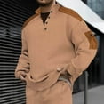 thumbnail image 2 of VBTAPA Oversized Knit Sweatshirt for Men Soft Cotton Knitted Long Sleeve Henley Sweatshirts Big and Tall Casual Stylish Sweaters Khaki L, 2 of 8
